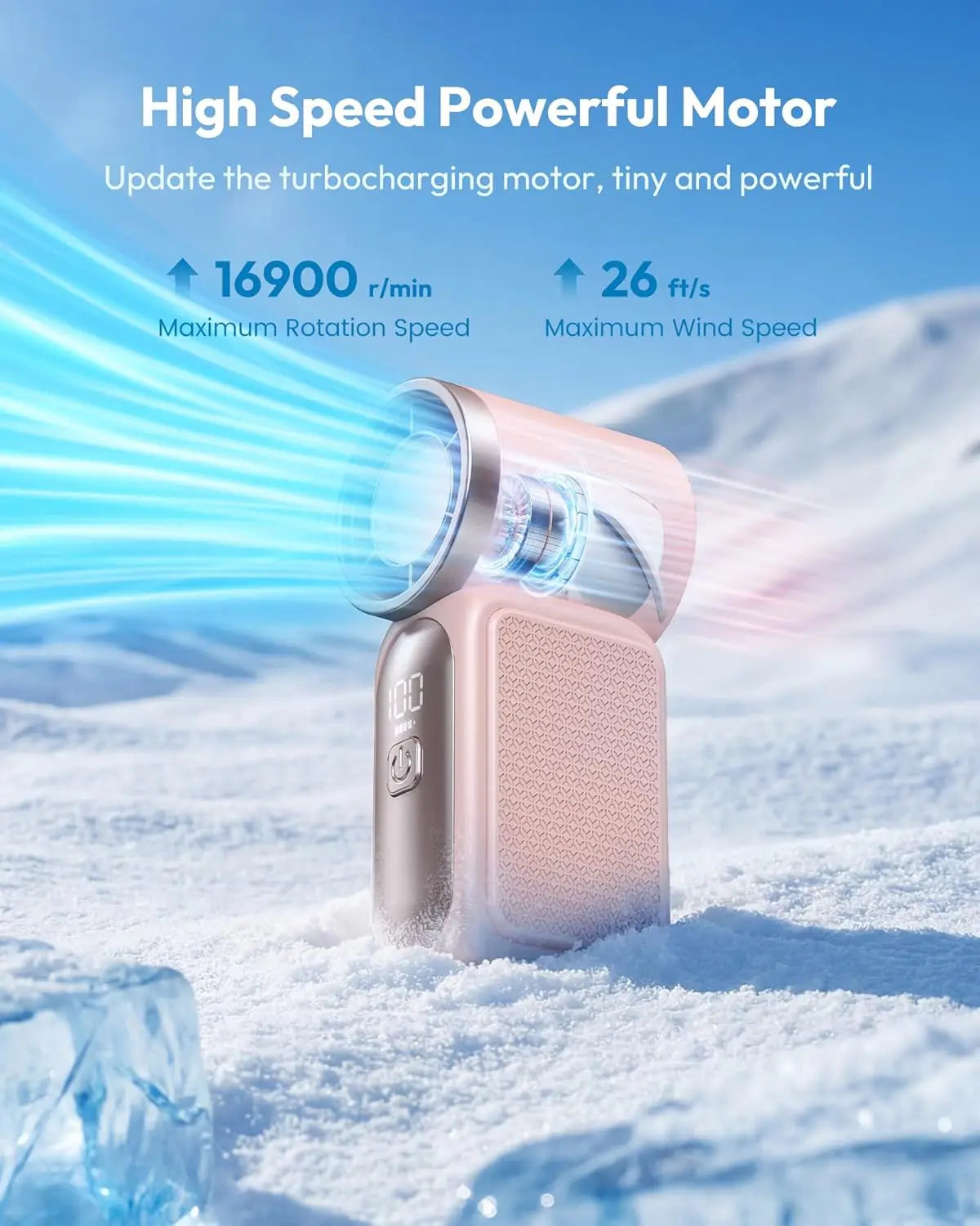 Portable Handheld Mini Fan, 6 Speeds 16900 RPM High Velocity Personal Fan, Type-C Rechargeable Mini Fan for Makeup, Travel, Outdoor, for Women Girl Gift