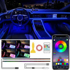 Ceesooi Smart LED Interior Car Lights, USB Powered RGB Car Ambient Lighting with App Control & Music Sync, DIY Mode 110Cm+110Cm 2-In-1 Design, Multi-Color Decor for Cars Trucks，Gift for Men & Women