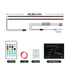 Ceesooi Smart LED Interior Car Lights, USB Powered RGB Car Ambient Lighting with App Control & Music Sync, DIY Mode 110Cm+110Cm 2-In-1 Design, Multi-Color Decor for Cars Trucks，Gift for Men & Women