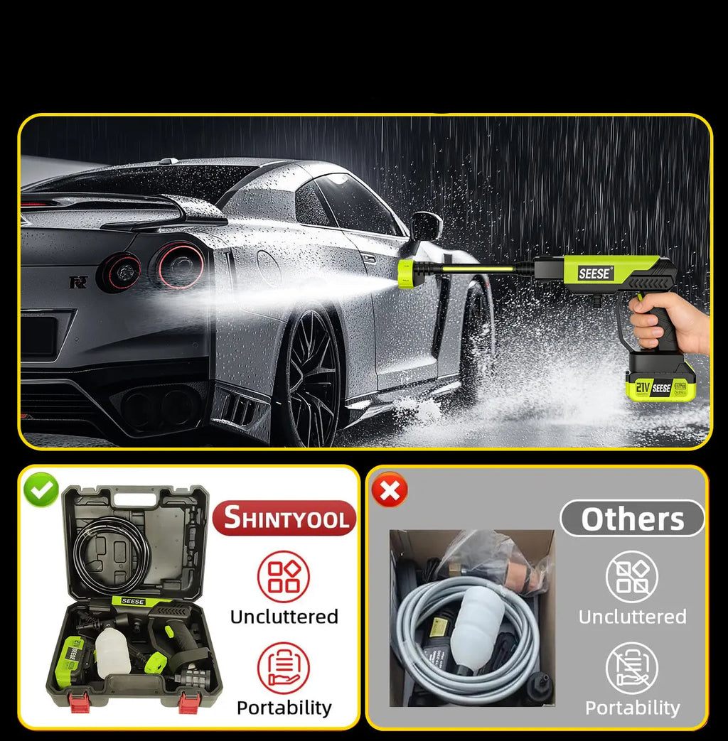 【Dealsforyoudays】Seese Cordless Pressure Washer and Single Port Charger Base, Bottle Portable Washer for Car,Home Cleaning & Garden Watering Fathersdaygift
