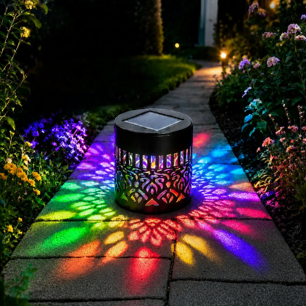 Solar Mandala Wall Lights Outdoor, 7 Color Changing Waterproof Solar Fence Lights for Garden Patio Yard Backyard Decor